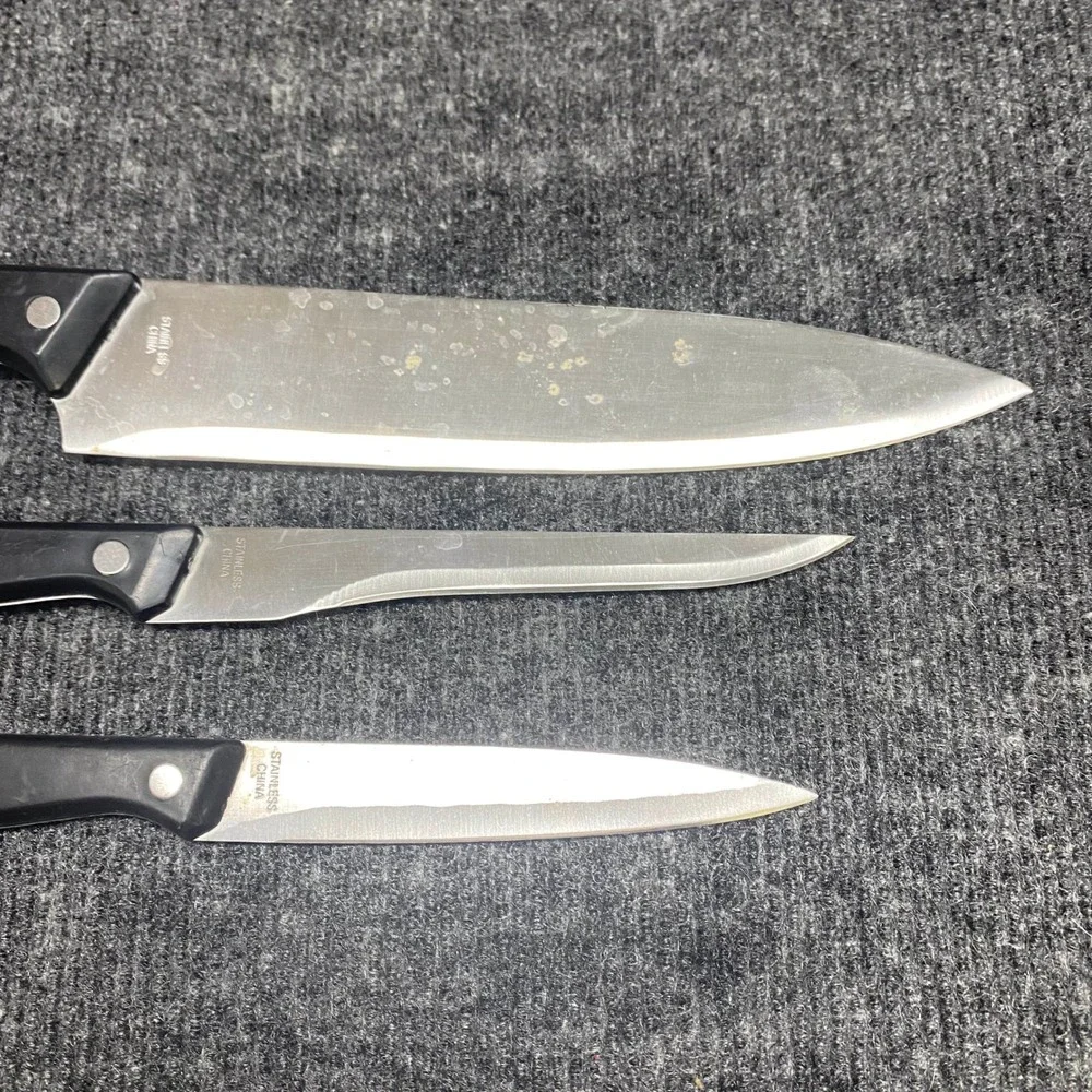 Koch Messer 3 Piece Stainless Steel Kitchen Knife Set Chef Utility Paring Black